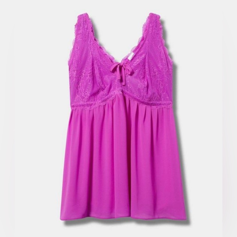 💜TORRID Lace Deep V Babydoll in Violet - Picture 8 of 10